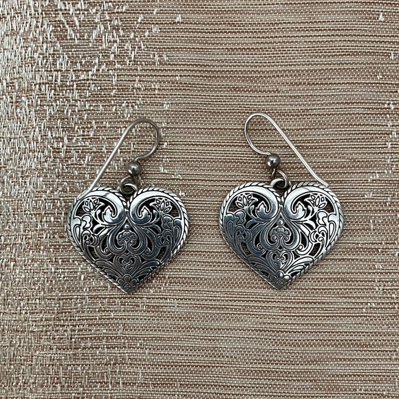 Brighton Blue and Silver Tone Heart Earrings - Picture 4 of 6